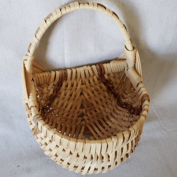 Vintage Other - Vintage Boho Hanging Wall Basket w/Leather Accents